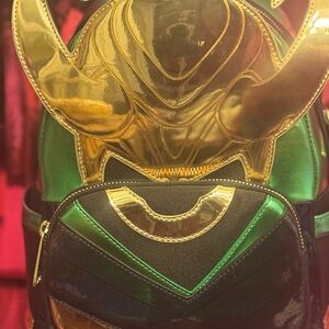 Loungefly Marvel Shine Metallic Loki Cosplay Mini Backpack